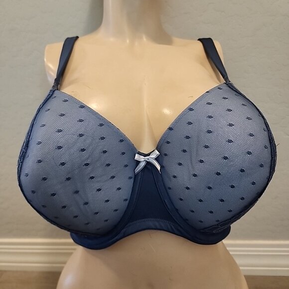 Cacique Boost Balconette Bra 46DDD Blue Underwire Padded - Picture 1 of 6